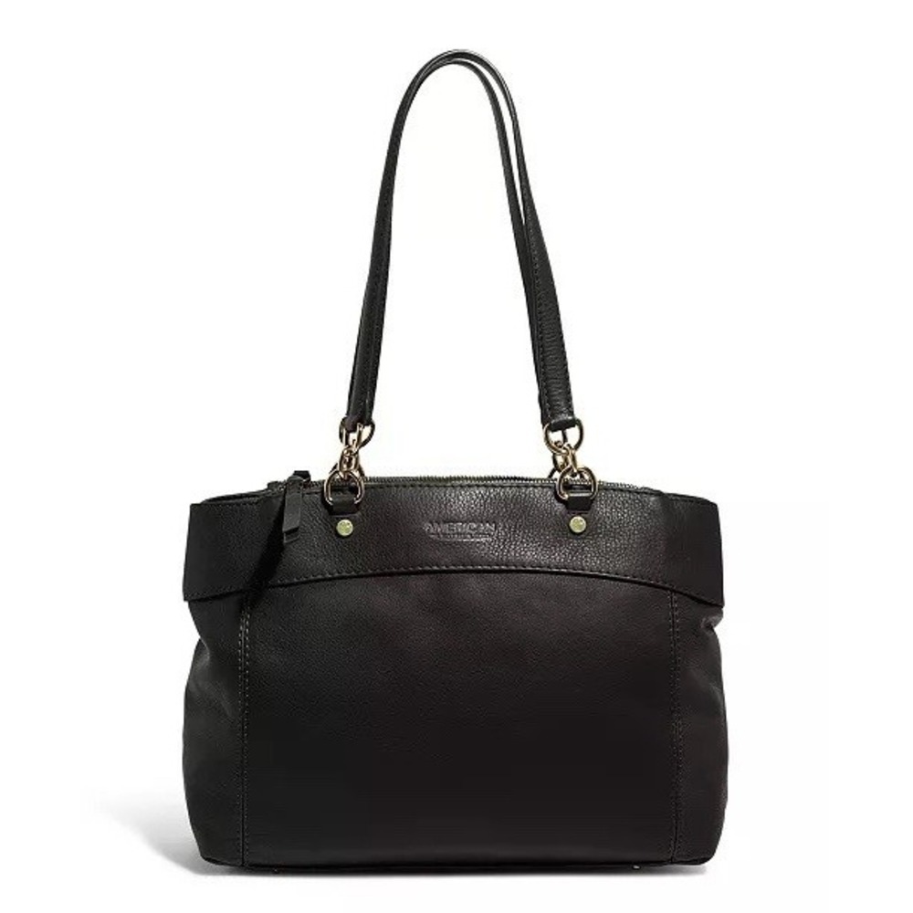 American Leather Co.Taylor Triple Entry Satchel Purse Shoulder Black